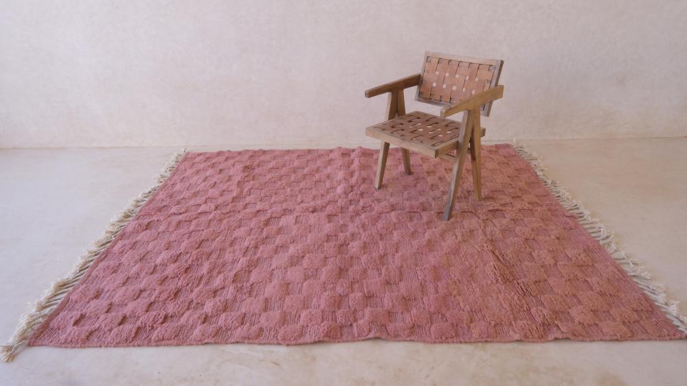 Moroccan Pink Textured Rug 8.1 x 6.3 ft / 247 x 194 cm