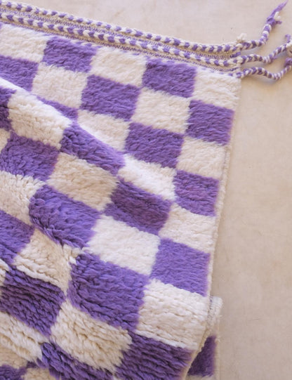 Moroccan Purple Checkered Rug 10 x 8.3 ft / 304 x 254 cm - Surcoma