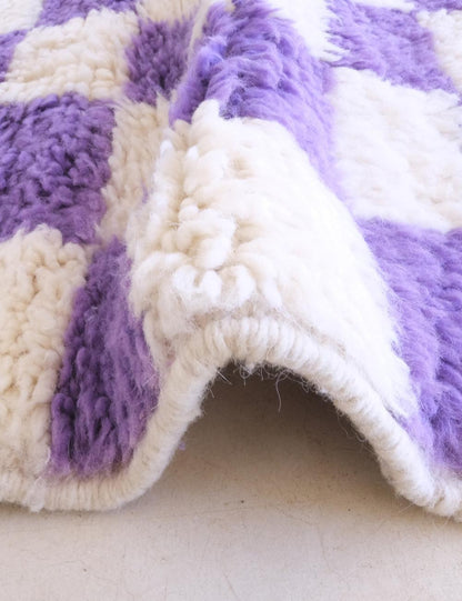 Moroccan Purple Checkered Rug 10 x 8.3 ft / 304 x 254 cm - Surcoma