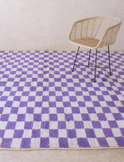 Moroccan Purple Checkered Rug 10 x 8.3 ft / 304 x 254 cm - Surcoma