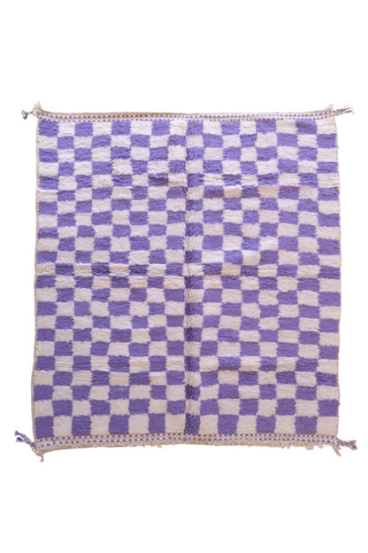 Moroccan Purple Checkered Rug 8.3 x 6.8 ft / 253 x 209 cm - Surcoma