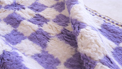 Moroccan Purple Checkered Rug 8.3 x 6.8 ft / 253 x 209 cm - Surcoma