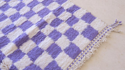 Moroccan Purple Checkered Rug 8.3 x 6.8 ft / 253 x 209 cm - Surcoma