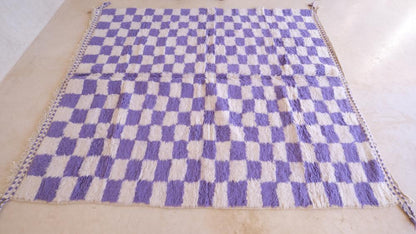 Moroccan Purple Checkered Rug 8.3 x 6.8 ft / 253 x 209 cm - Surcoma