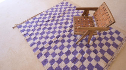 Moroccan Purple Checkered Rug 8.3 x 6.8 ft / 253 x 209 cm - Surcoma