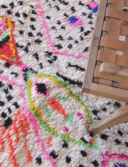 Moroccan Small Neon Wool Rug 5.2 x 4.2 ft / 158 x 130 cm - Surcoma