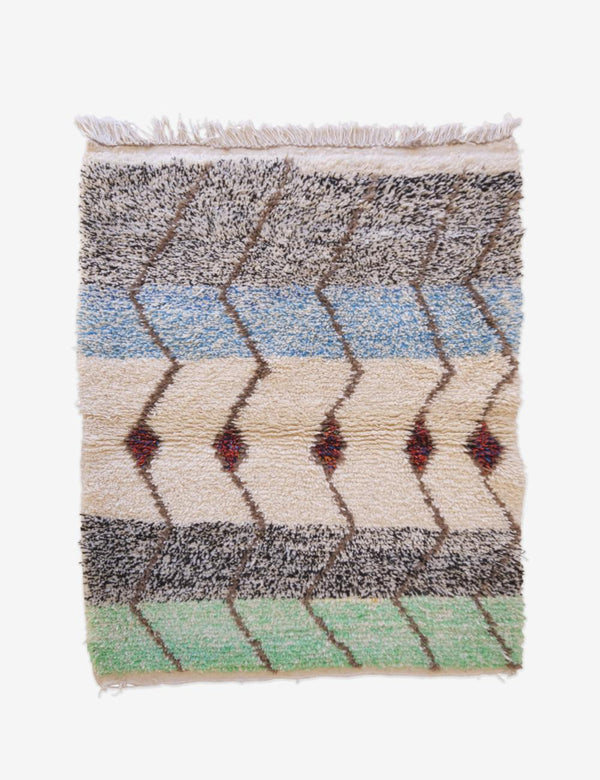 Moroccan Small Wool Rug 4.8×3.4 ft – Cozy Hand-Knot Accent – Surcoma