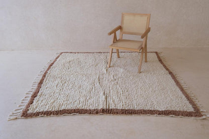 Moroccan Solid Beni Ourain Wool Rug 7.1 x 6.5 ft / 216 x 200 cm - Surcoma