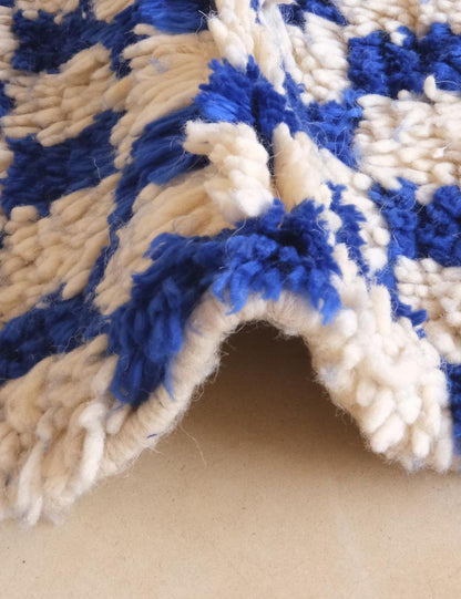 Moroccan Square Blue Checkered Rug 6.9 x 6.7 ft / 211 x 206 cm - Surcoma
