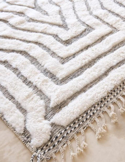 Custom White Beni Ourain Wool Rug - Surcoma