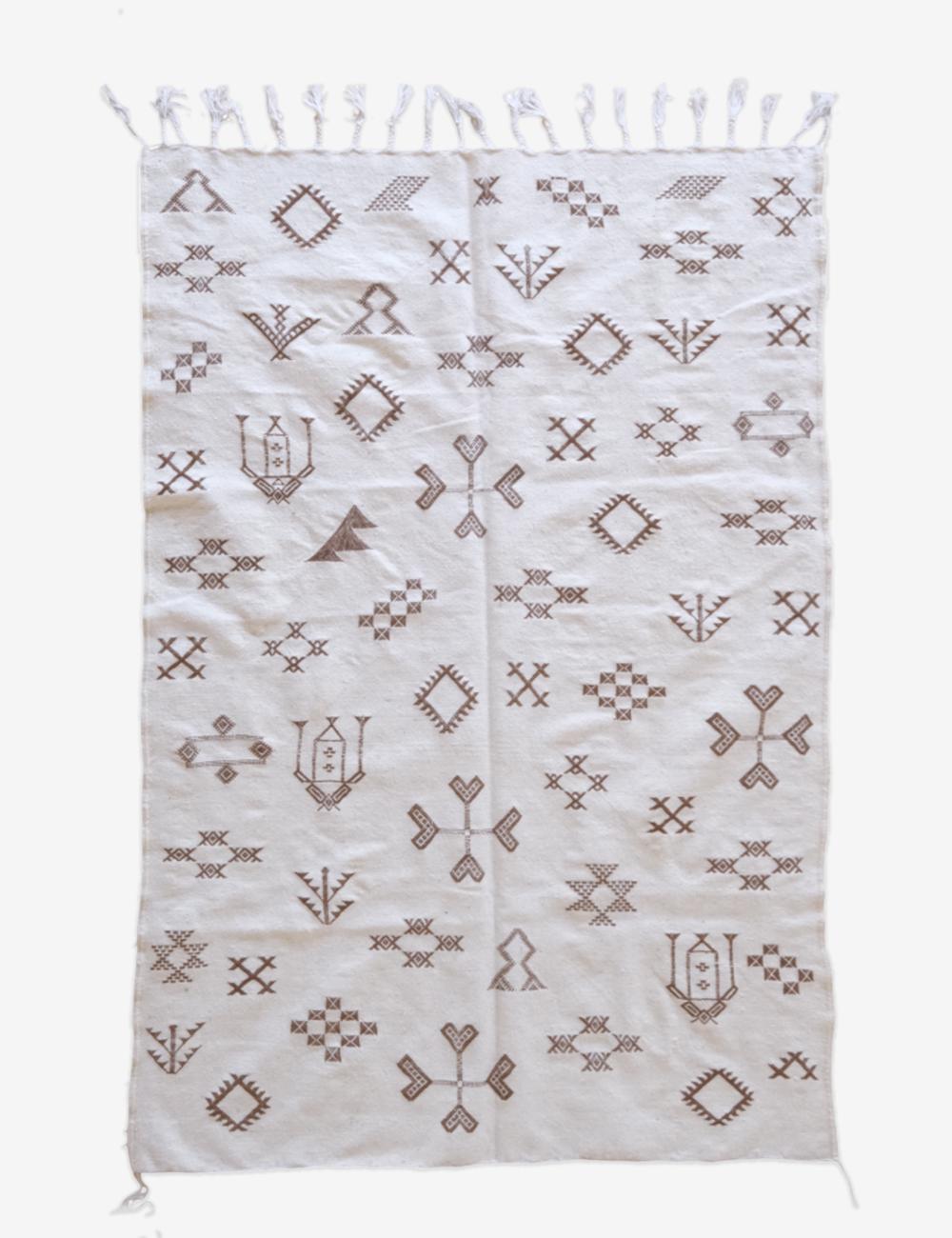 Moroccan Tribal Flatwoven Wool Rug 7.8 x 5 ft / 237 x 155 cm