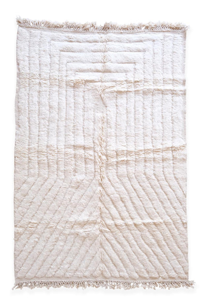 Moroccan White Beni Ourain Rug 9.6 x 6.4 ft / 293 x 197 cm - Surcoma