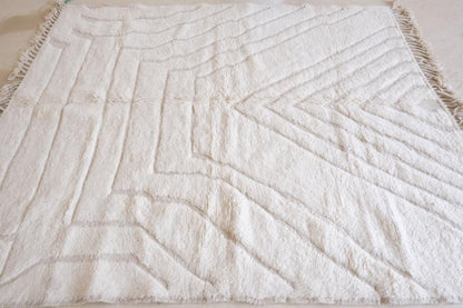 Moroccan White Beni Ourain Rug 8.1 x 6.9 ft / 247 x 212 cm - Surcoma
