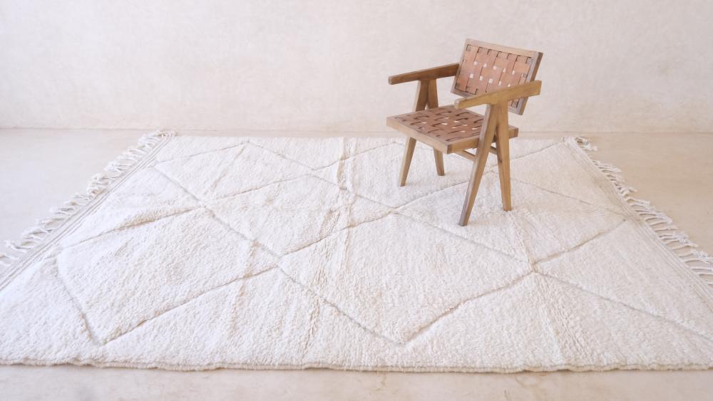 White Beni Ourain Rug 9.7 x 7.3 ft / 297 x 224 cm - Surcoma