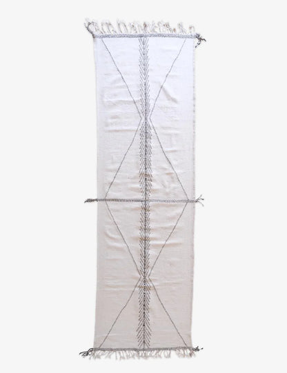 Moroccan White Kilim Zanafi Runner Rug 14.3 x 4.3 ft / 437 x 133 cm - Surcoma