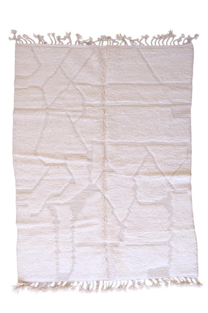 Moroccan White Modern Wool Rug 8.8 x 6 ft / 269 x 184 cm - Surcoma