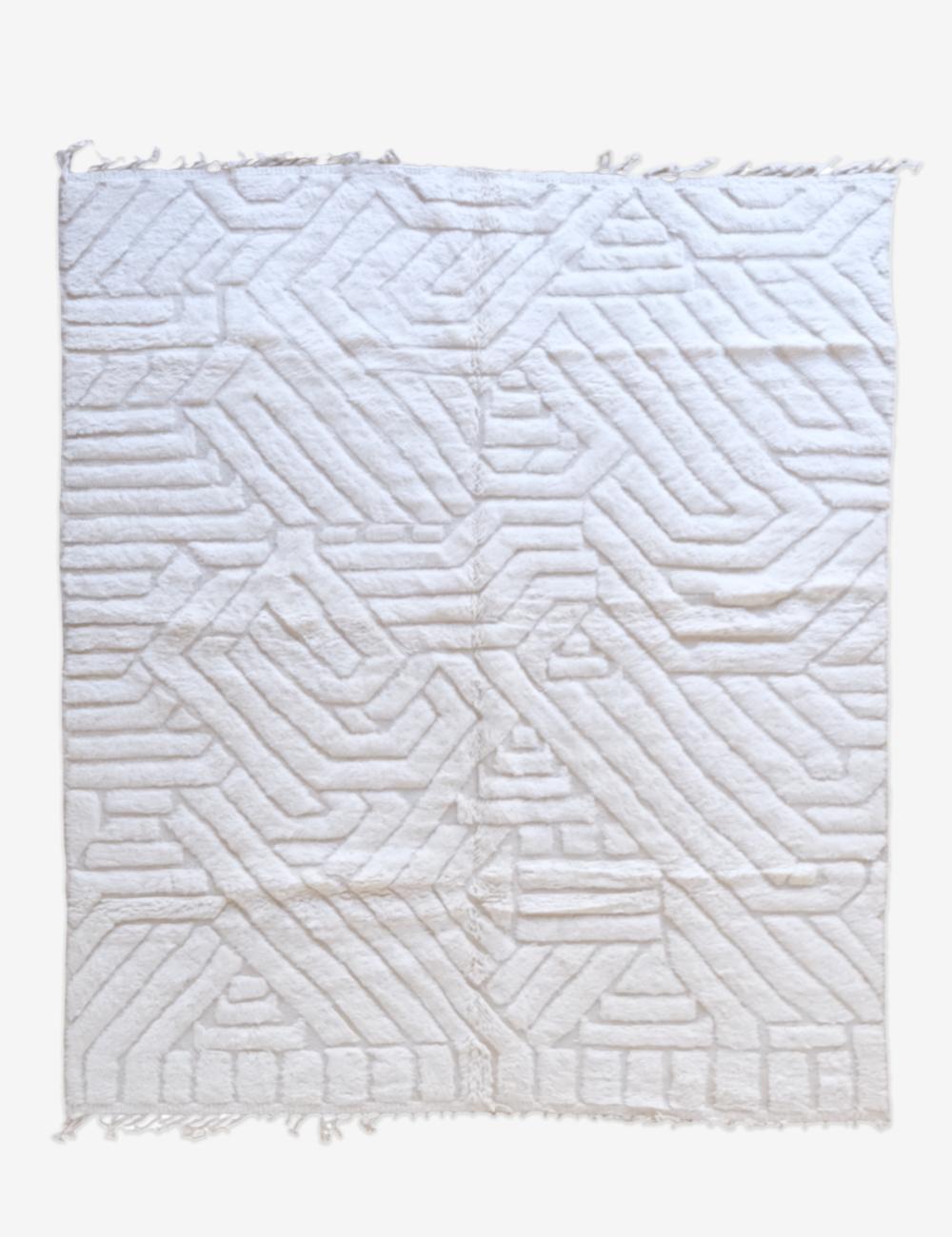 Moroccan Rug White 9.9 x 7.9 ft / 301 x 241 cm