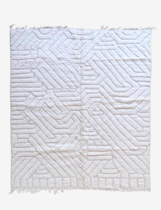 Moroccan Rug White 9.9 x 7.9 ft / 301 x 241 cm