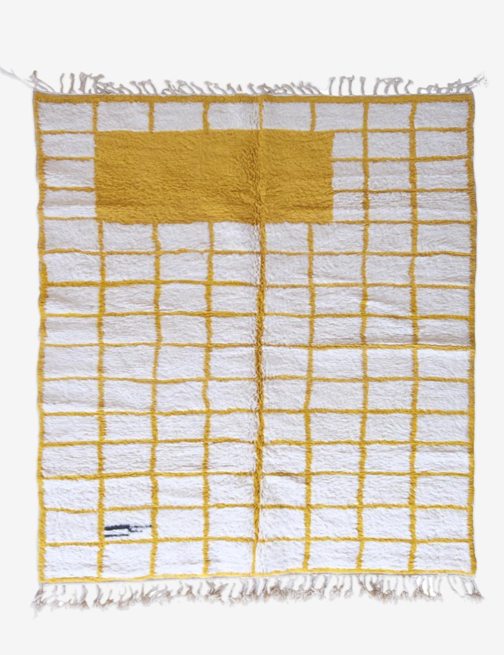 Moroccan Yellow Modern Wool Rug 8.7 x 7 ft / 266 x 215 cm - Surcoma