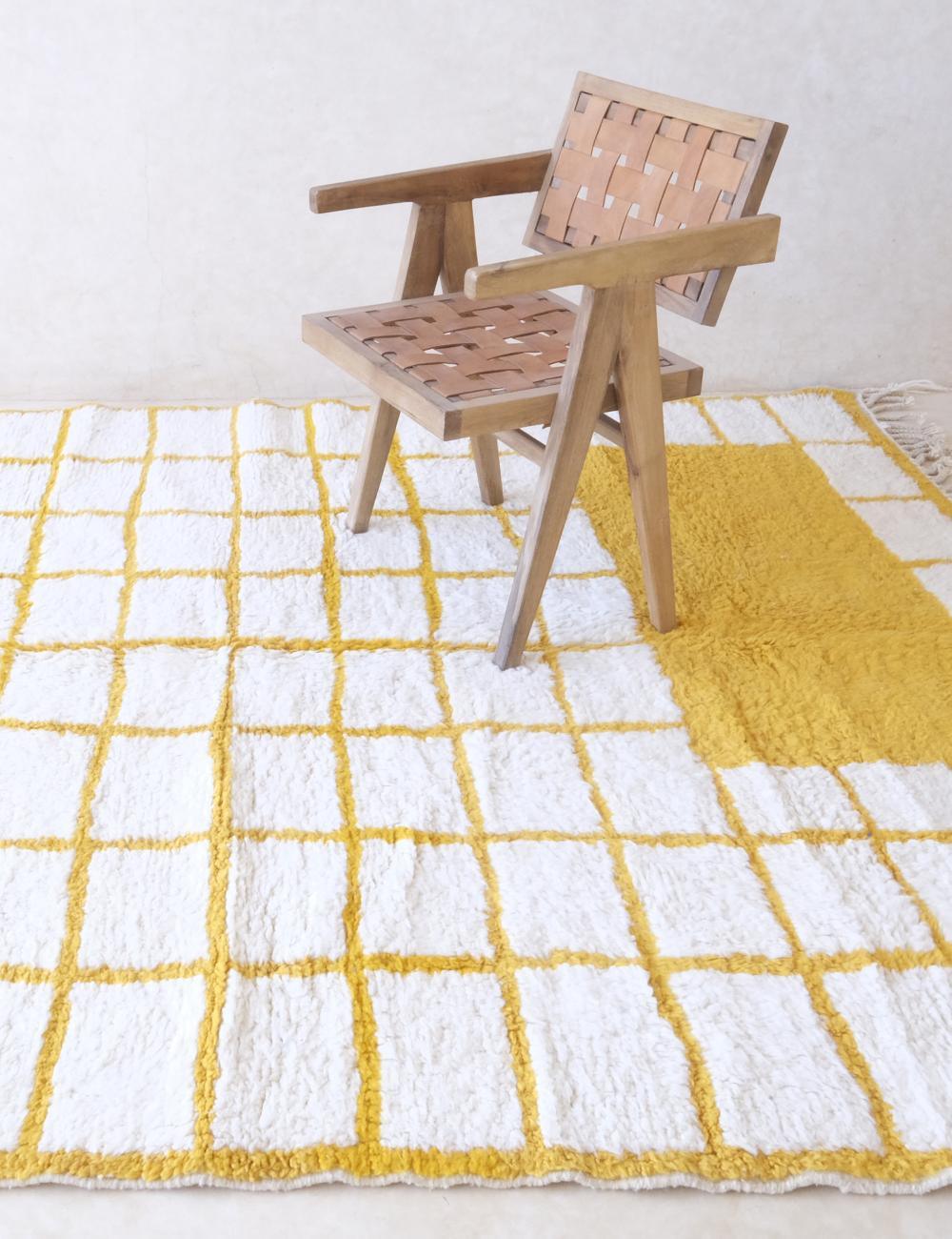 Moroccan Yellow Modern Wool Rug 8.7 x 7 ft / 266 x 215 cm - Surcoma