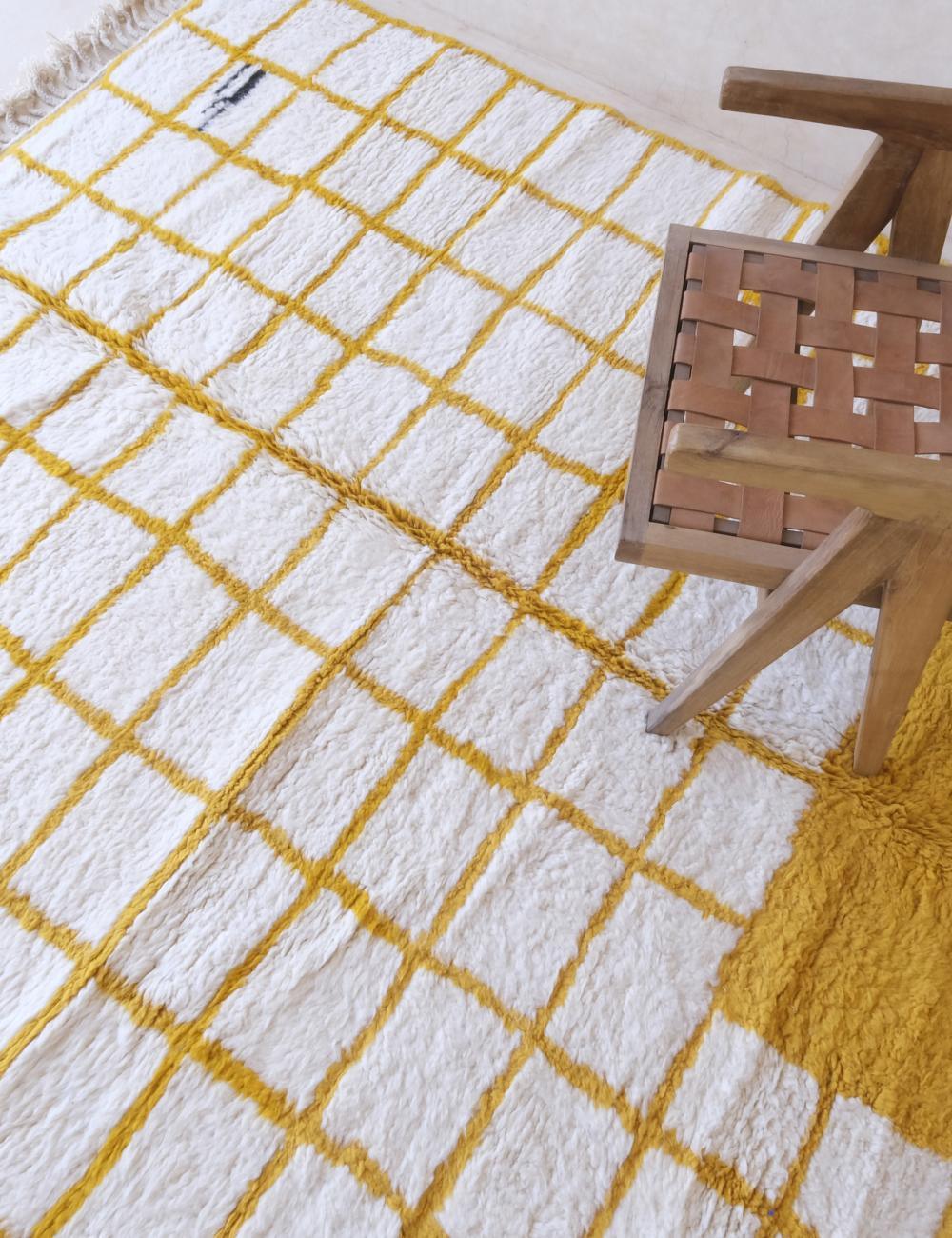 Moroccan Yellow Modern Wool Rug 8.7 x 7 ft / 266 x 215 cm - Surcoma