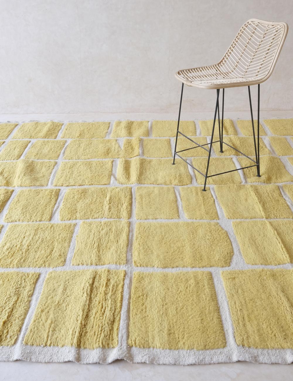 Yellow Moroccan Wool Rug 9.7 x 8 ft / 295 x 245 cm