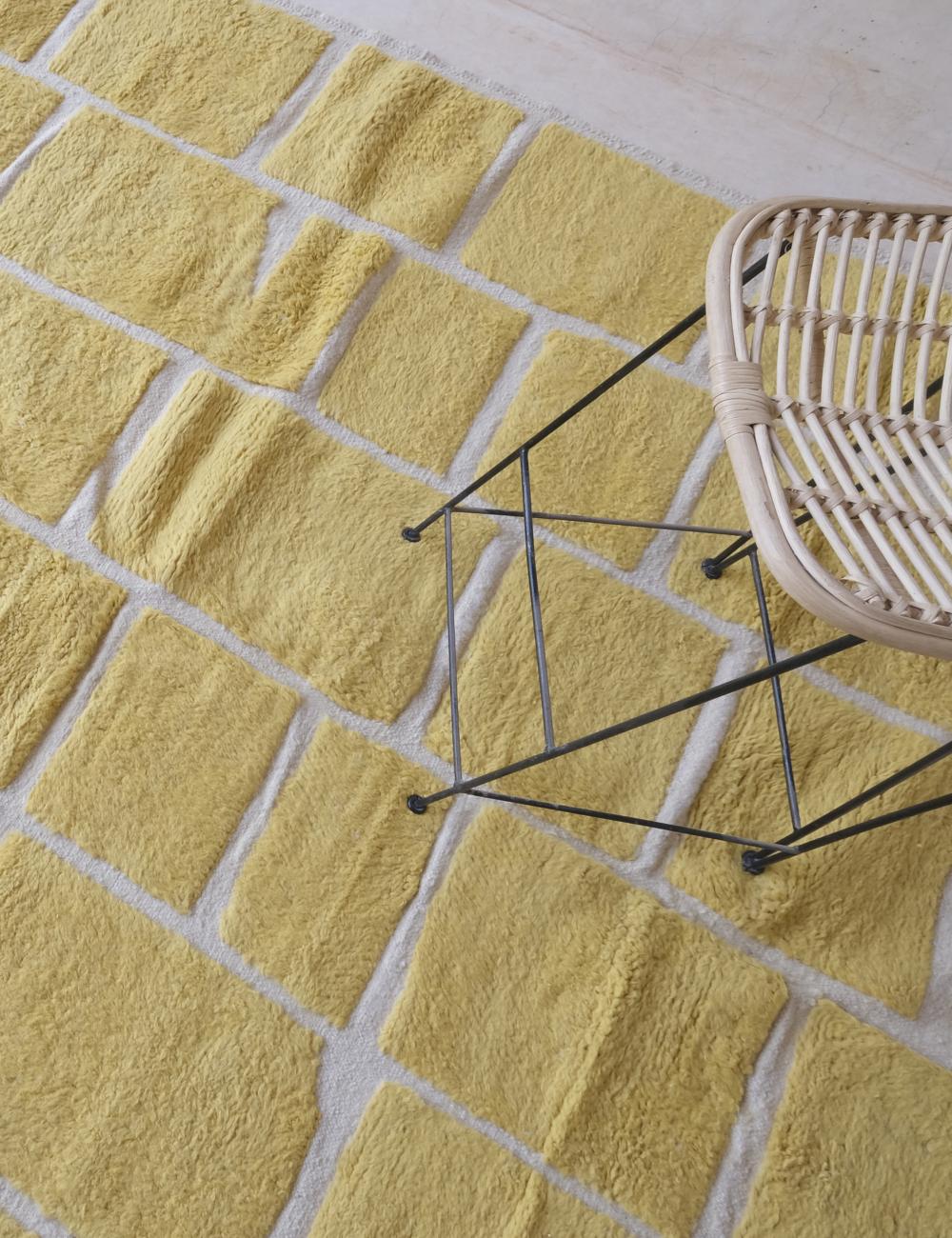 Custom Pastel Yellow Moroccan Rug - Forma 62