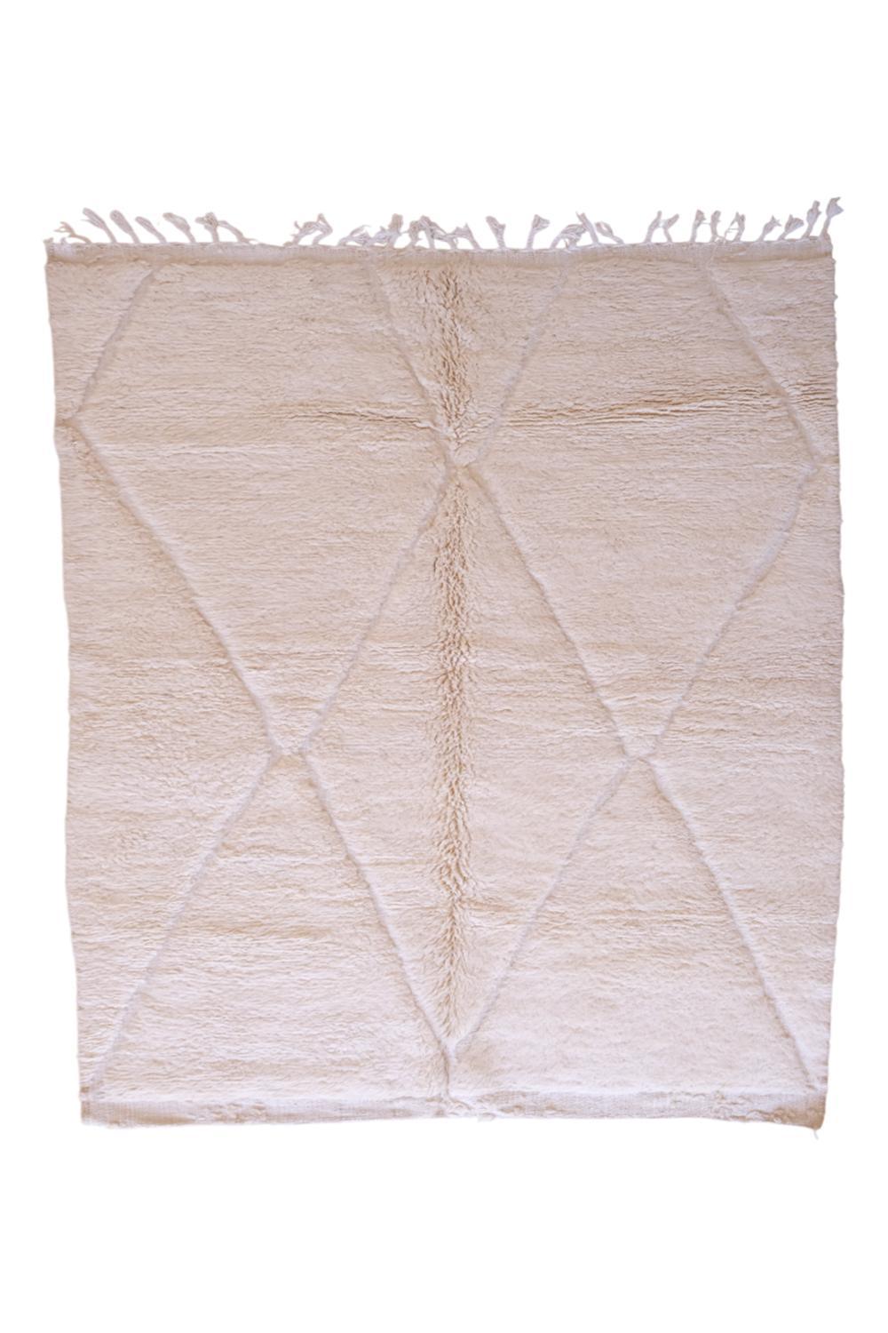 White Beni Ourain Wool Rug 9.2 x 6.8 ft / 281 x 210 cm