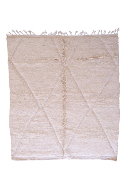 White Beni Ourain Wool Rug 9.2 x 6.8 ft / 281 x 210 cm - Surcoma