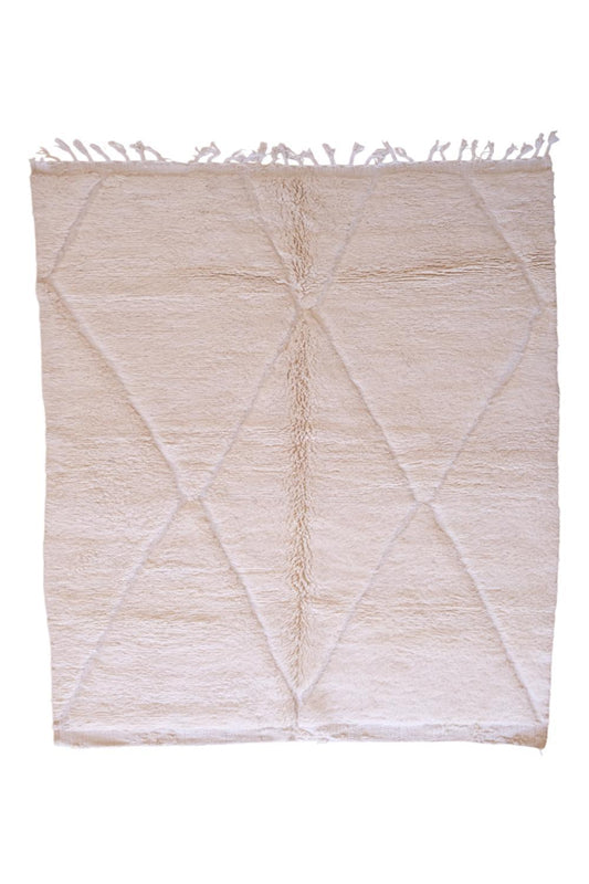 White Beni Ourain Wool Rug 9.2 x 6.8 ft / 281 x 210 cm