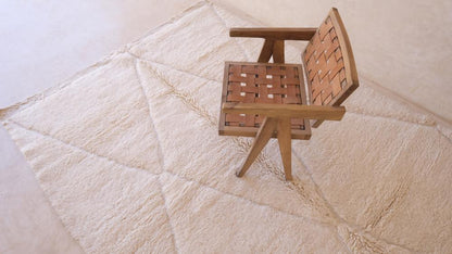 White Beni Ourain Wool Rug 9.2 x 6.8 ft / 281 x 210 cm - Surcoma