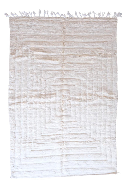 White Moroccan Wool Rug 9.5 x 6.2 ft / 290 x 190 cm - Surcoma