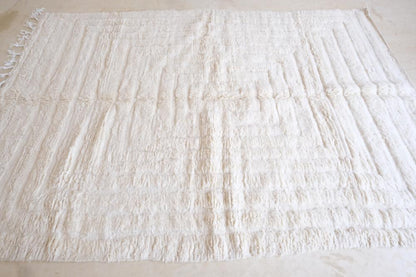 White Moroccan Wool Rug 9.5 x 6.2 ft / 290 x 190 cm - Surcoma
