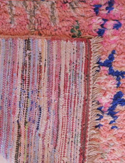 1990s Moroccan Handwoven Pink Boujad Rug 8.9 x 3.5 ft / 272 x 107 cm - Surcoma