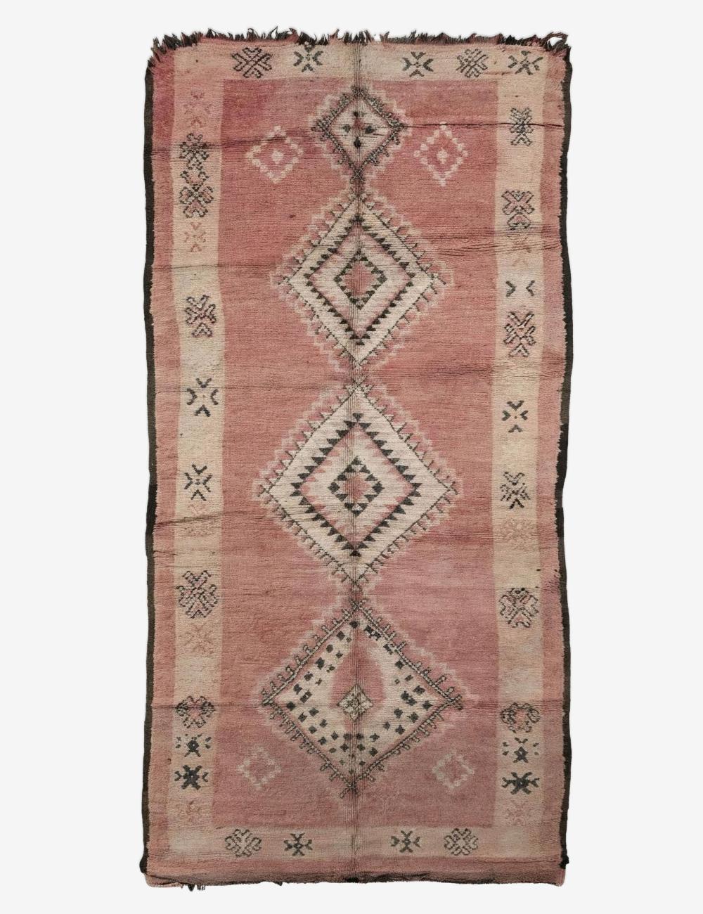 Vintage Rose Pink Moroccan Rug 12.8 x 5.4 ft / 390 x 166 cm