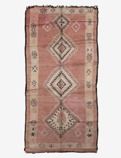 Vintage Rose Pink Moroccan Rug 12.8 x 5.4 ft / 390 x 166 cm