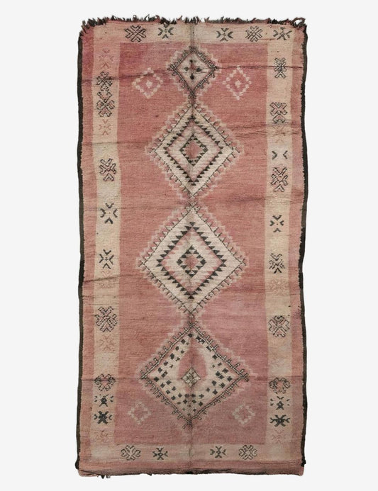 Vintage Rose Pink Moroccan Rug 12.8 x 5.4 ft / 390 x 166 cm