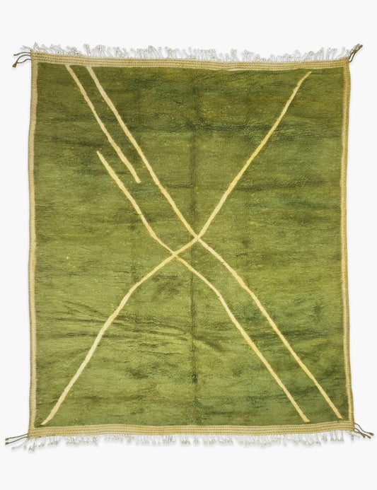 Green Beni Ourain Rug 13.6 x 10.5 ft / 416 x 320 cm