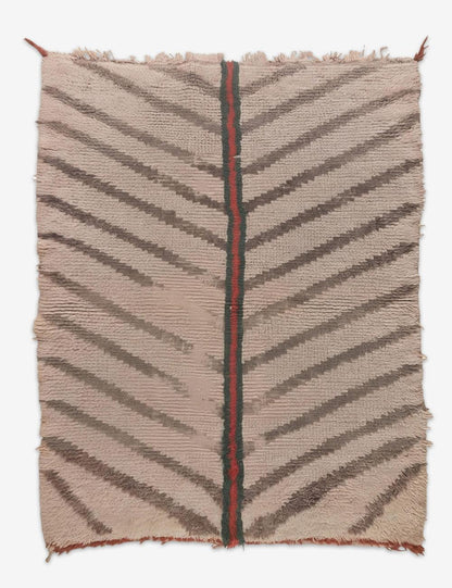Abstract Striped Beige Azilal Area Rug 4.5 x 3.31 ft / 138 x 101 cm