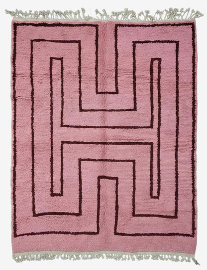 Pink Contemporary Wool Rug 9.7 x 8 ft / 297 x 246 cm