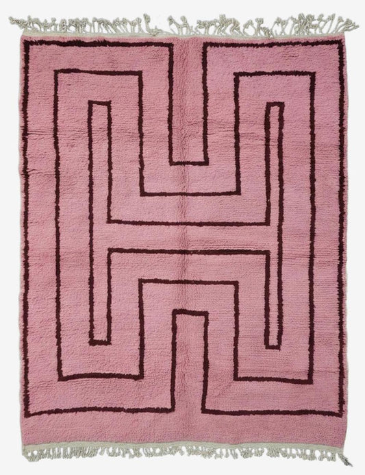 Pink Contemporary Wool Rug 9.7 x 8 ft / 297 x 246 cm