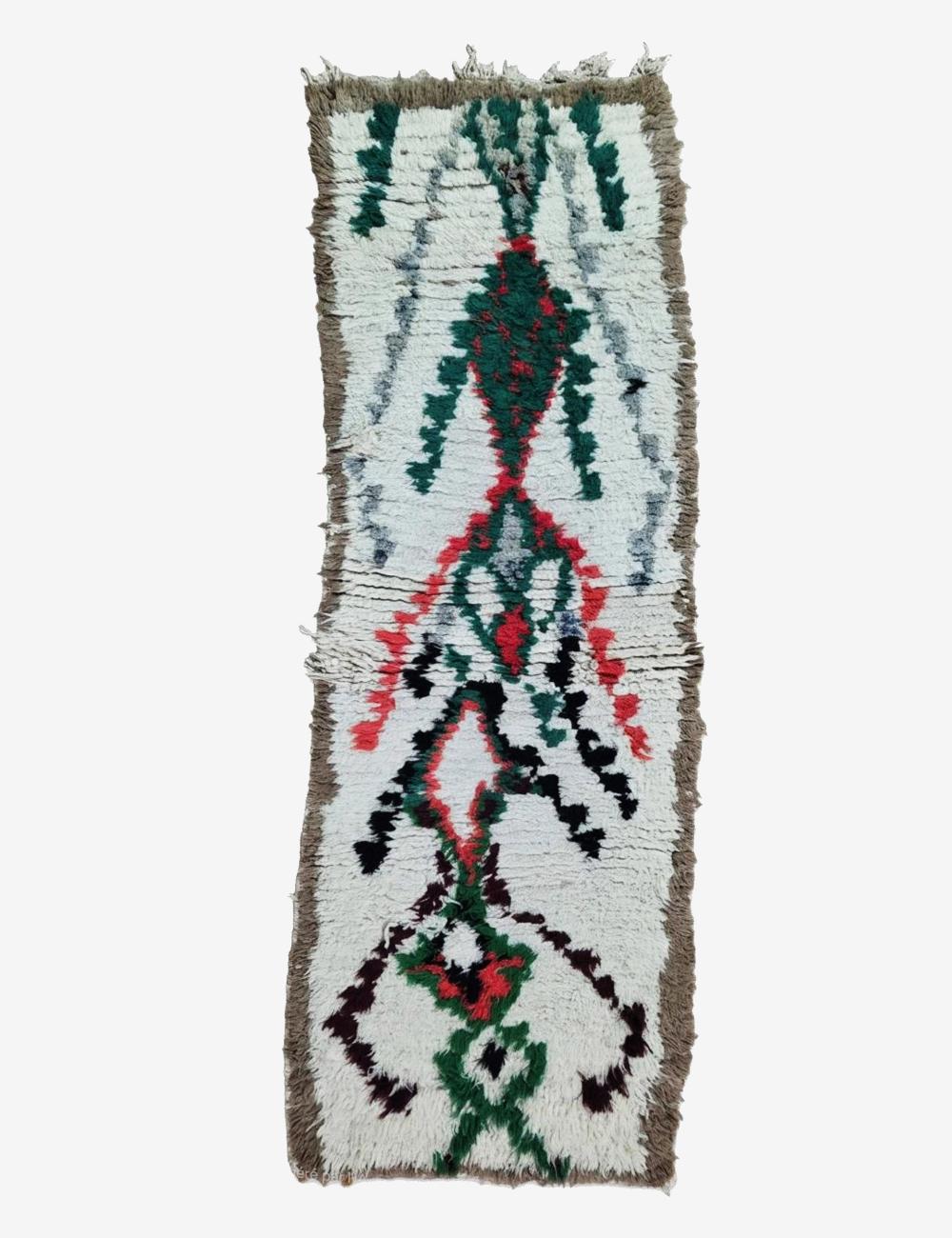 Vintage Green and Red Azilal Runner 6.3 x 2.2 ft / 191 x 67 cm