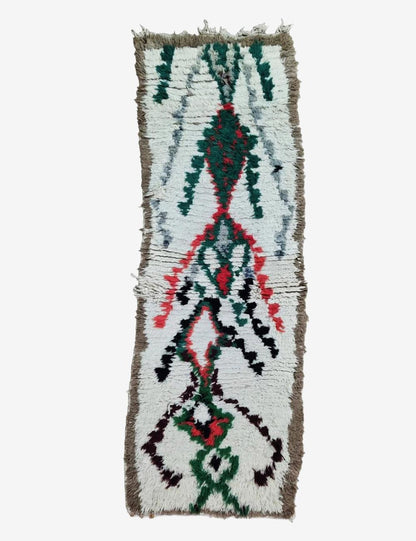 Vintage Green and Red Azilal Runner 6.3 x 2.2 ft / 191 x 67 cm