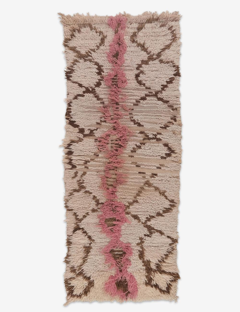 Authentic Beige and Pink Azilal Runner 5.1 x 1.9 ft / 156 x 58 cm