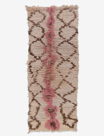 Authentic Beige and Pink Azilal Runner 5.1 x 1.9 ft / 156 x 58 cm