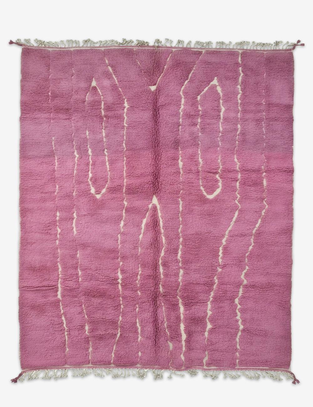 Handwoven Boujad Wool Rug Orchid Pink Vein 12.8 x 9.51 ft / 390 x 290 cm