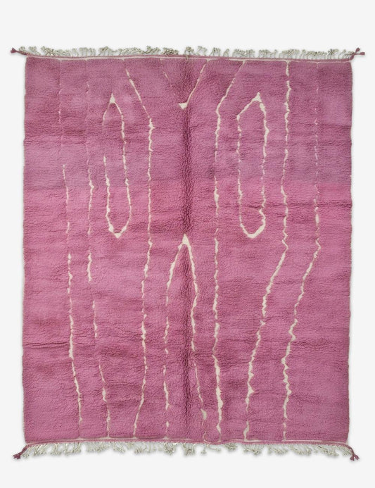 Handwoven Boujad Wool Rug Orchid Pink Vein 12.8 x 9.51 ft / 390 x 290 cm