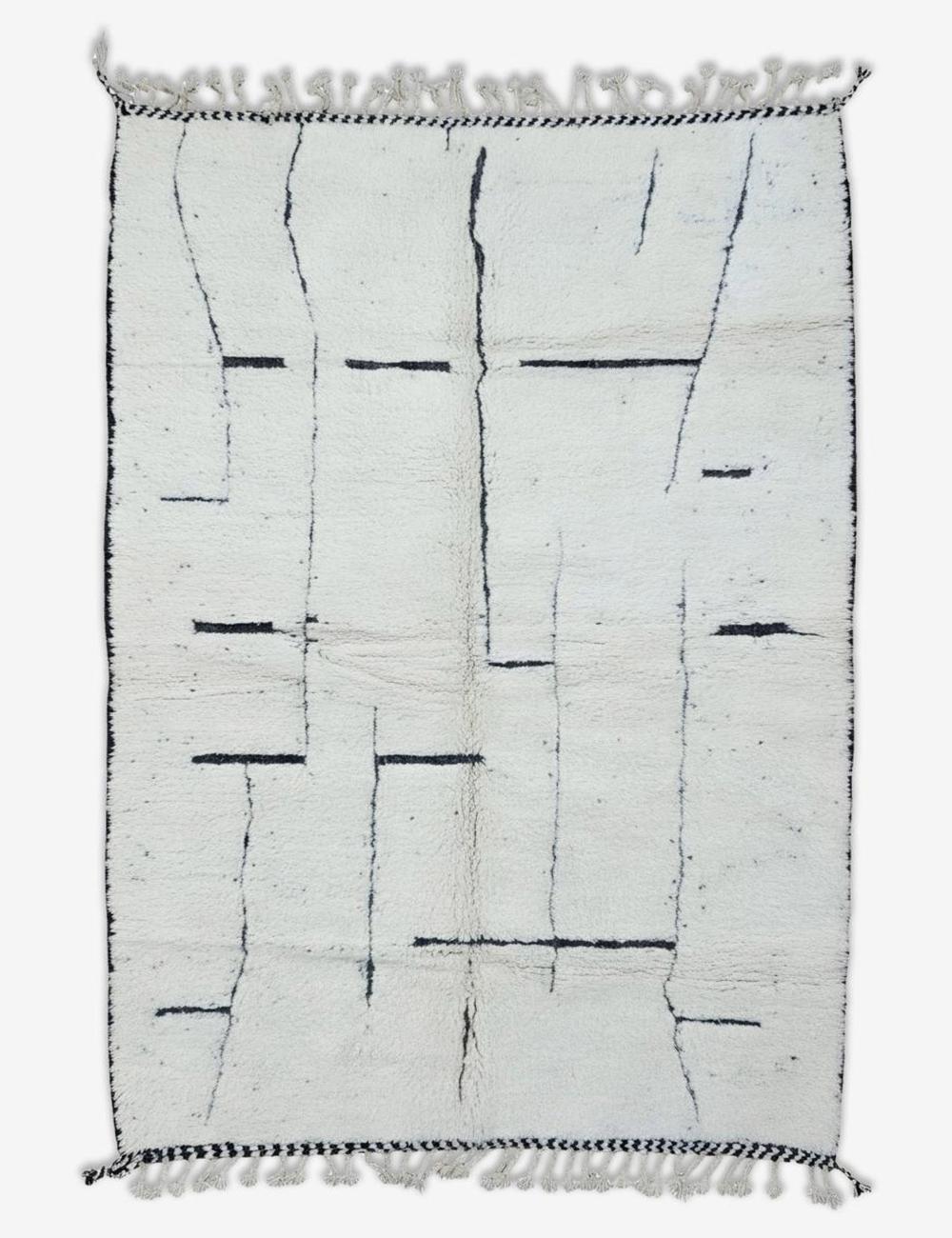 White Moroccan Wool Rug 9.7 x 6.5 ft / 296 x 200 cm