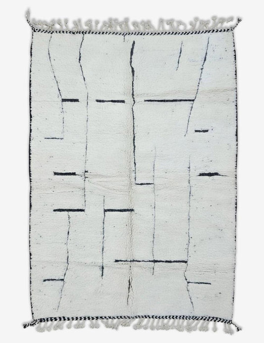 White Moroccan Wool Rug 9.7 x 6.5 ft / 296 x 200 cm
