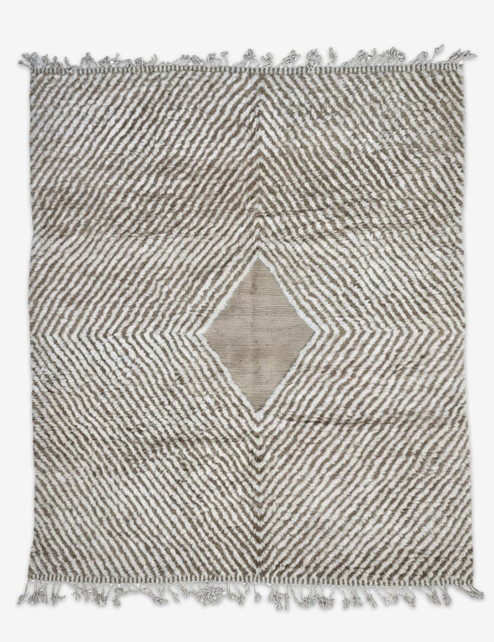 Handwoven Boujad Wool Rug Radiating Chevron 10 x 8.2 ft / 306 x 250 cm